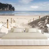 Karo-art 294cm X 210cm - Zelfklevend fotobehang - Warme dag aan de zee , Premium Print