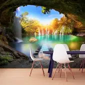 Karo-art 441cm X 315cm - Zelfklevend fotobehang - Turquoise meer , Premium Print