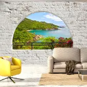 Karo-art 245cm X 175cm - Zelfklevend fotobehang - Uitzicht op een eiland , Premium Print