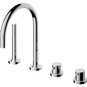 Hotbath Badrandkraan Buddy 2-knop Thermostatisch Compleet 4-gats Chroom