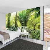 Karo-art 147cm X 105cm - Zelfklevend fotobehang - Groene steeg van bomen , Premium Print