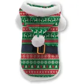 Plenty Gifts Kerst hondenjas gestreept print rood / groen
