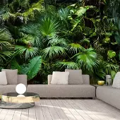 Karo-art 98cm X 70cm - Zelfklevend fotobehang - Zonnige Jungle , Premium Print