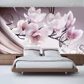 Karo-art 294cm X 210cm - Zelfklevend fotobehang - Ontmoeting met Magnolia's , Premium Print