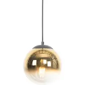 QAZQA Art Deco hanglamp zwart met goud glas 20 cm - Pallon