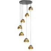 QAZQA Art Deco hanglamp zwart met goud glas 7-lichts - Pallon