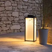 LES JARDINS Tradition LED lantaarn op zonne-energie, antraciet, hoogte 65 cm Tradition, dimbaar, alu / grijs / zink, Aluminium, Solar buitenverlichting