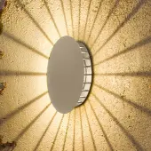Vibia LED-wandlamp buiten Meridiano, crème / amber, Roestvrij staal, Modern, LED wandlamp buiten
