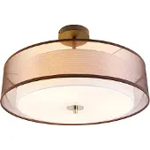 QAZQA Moderne plafondlamp bruin met wit 50 cm 3-lichts - Drum Duo