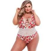 Baci White Floral Kanten Teddy XXL