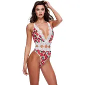 Baci Lingerie - White Floral & Lace Teddy M/L