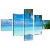 Karo-art Schilderij - Strand Malediven, Paradijs, 3 maten, Premium Print