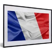 PosterMonkey Fotolijst incl. Poster - De golvende vlag van Frankrijk - 60x40 cm - Posterlijst
