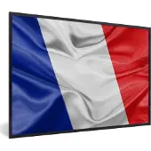 PosterMonkey Fotolijst incl. Poster - De golvende vlag van Frankrijk - 90x60 cm - Posterlijst