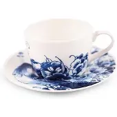Royal Delft - Peacock Symphony - Thee-/cappuccinokop&schotel 220 ml - Delfts blauw - cappuccino kop - theekop - koffiekopje