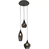 Highlight Hanglamp Cambio Zwart 3 Lichts Smoke Glas