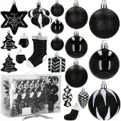 Springos Kerstballen 77 Stuks Zwart