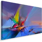 Karo-art Schilderij - Zeilboot in Abstractie, Multikleur, Premium Print