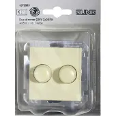 JUNG AS500 duo-draaidimmer - 2x 50 tot 300W - Inbouw - 230V en 230V halogeen - Crème