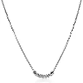 Zinzi Mart Visser by zilveren ketting 45cm met 9 ronde schakels, waarvan 3 volbezet met witte zirconia's MVC22