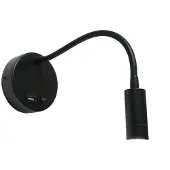Artdelight Bedlampje Flex Zwart Met Usb Aansluiting
