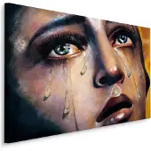 Karo-art Schilderij - Meisje in Tranen, Premium Print op Canvas