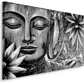 Karo-art Schilderij - Boeddha en Meditatie, zwart/wit, Premium Print