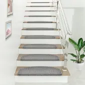 En.casa Trapmat set afgerond zelfklevend 15 stuks lichtgrijs