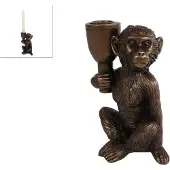 VAN MANEN Kandelaar "Monkey" brons polystone 10,5x6,2x15cm