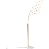 QAZQA Design vloerlamp messing met opaal glas 5-lichts - Sixties Marmo