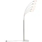 QAZQA Design vloerlamp staal met opaal glas 5-lichts - Sixties Marmo