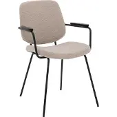 Goossens Eetkamerstoel Hjalmar wit stof leuning, modern design