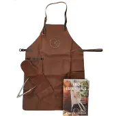 Hide & Stitches BBQ Essentials: Lederen Schort + Want + Tang Bruin