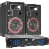 Skytec MaxiAxi DJ PA Luidspreker en Versterker combinatie 500W