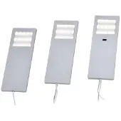 Paul Neuhaus Helena LED meubelverlichting, 19 x 7 cm, set van 3, sensor, metaal, alu / grijs / zink, Keuken, Aluminium, Modern, kastverlichting