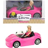 Toi-Toys Lauren Tienerpop In Roze Auto - 32 x 28 x 20 cm