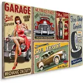 Karo-art Schilderij - Collage van Garage doeken, 5 maten, Premium Print