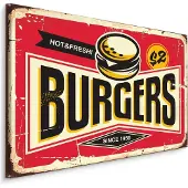 Karo-art Schilderij - Reclame, Burgers, Hot & Fresh, Premium Print