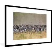 PosterMonkey Fotolijst incl. Poster - Gejaagde zebra's - 120x80 cm - Posterlijst