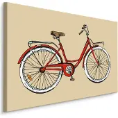 Karo-art Schilderij - Rode Fiets op Gele Achtergrond, Premium Print