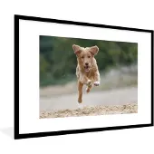 PosterMonkey Fotolijst incl. Poster - Rennende hond foto - 120x80 cm - Posterlijst