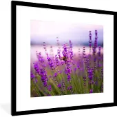 PosterMonkey Fotolijst incl. Poster - Lavendel met bij - 40x40 cm - Posterlijst