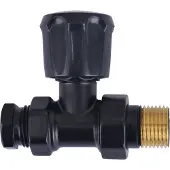 Riko radiator-ventiel+adaptor 15mm 1/2 recht vernikkeld mat-zwart
