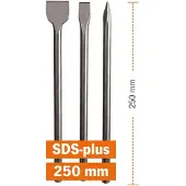 Projahn beitelset ECO, 3-delig, SDS-plus, puntbeitel 250 mm, platte beitel 250 x 20 mm, spleetbeitel 250 x 40 mm