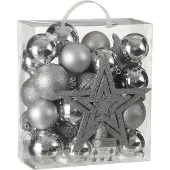 House of Seasons Kerstboomdecoratie Unbreakable Zilver 8 cm (40 Stuks)