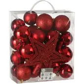 House of Seasons Boom decoratie onbreekbaar rood 40 stuks
