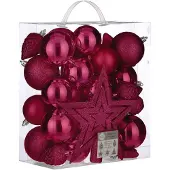House of Seasons 39x stuks kunststof kerstballen en kerstornamenten met ster piek roze mix - Kerstbal