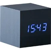Gingko Cube Click Clock Zwart/Blauw