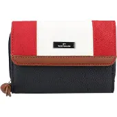 Tom Tailor Portemonnee 'Juna' nachtblauw / bruin / rood / wit