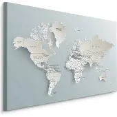 Karo-art Schilderij - Wereldkaart met een 3D effect, Premium Print op Canvas
